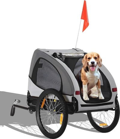 Fietskar voor Honden - Comfortabele Hondentransportwagen voor de Fiets met Regenhoes
