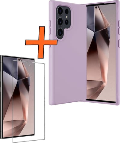 Hoes - Met Screenprotector - Geschikt voor Samsung Galaxy S24 Ultra - Sterk & Shockproof - Back Cover - Siliconen Case - Telefoon Hoes - Lila