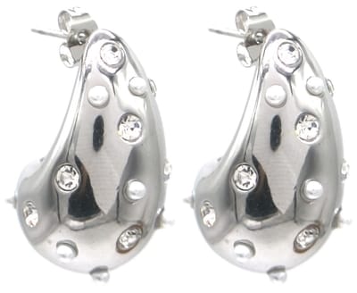Oorbellen - Oorbel Druppels - RVS - Roestvrij Staal - 3cm - Steentjes - Zilverkleurig