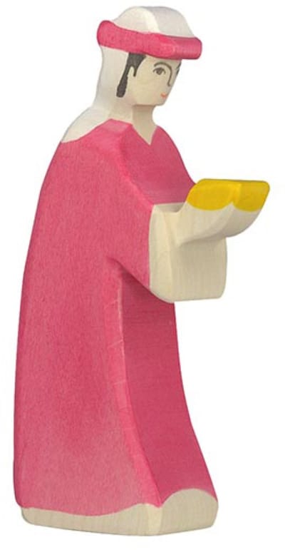 HOLZTIGER Kerstmis - Caspar Roze - 7X3X14Cm - Houten Figuur - Handgemaakt