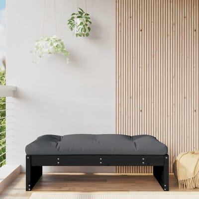 Houten Voetenbank - Tuinbank Kruk - Buiten Ontspannen - Massief Grenenhout - 120 x 80 cm - Zwart
