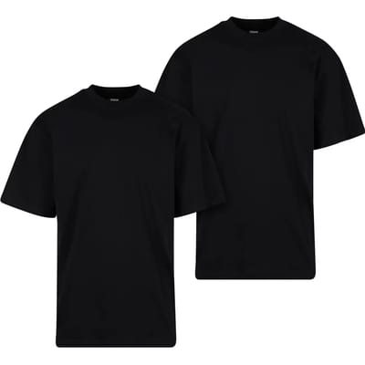 Urban Classics - Tall 2-pack Heren T-shirt - S - Zwart/Zwart
