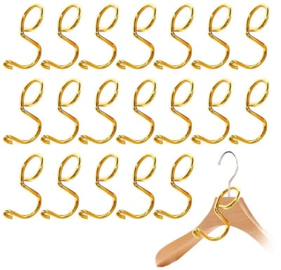 Dailygoods - Hanger Verbindingshaken - Gouden Mini Connector Haken - Multifunctionele Kledinghanger - 20 Stuks - Perfect voor Kledingstang