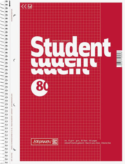 Collegeblok A4 Geruit School- en Kantoorpapier Set van 5 Stuks