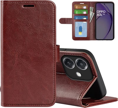 MobyDefend Hoesje - Geschikt voor Oppo A60 5G / A40 / A40m - Wallet Book Case (Sluiting Achterkant) - Bruin