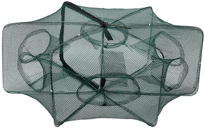 Dailygoody - Vallen Net - Visnet voor Garnalen en Krab - Automatisch en Opvouwbaar - Stevig Nylon - 6/12 Gaten Visval - Ideaal voor Vissers - 55 x 22 c