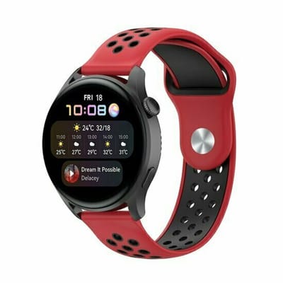 By Qubix - Sport Edition siliconen band - Rood + zwart - geschikt voor Huawei Watch 5 - 46mm