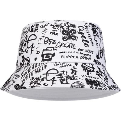 Unisex 88 Zwart Wit Graffiti Print Persoonlijkheid Bucket Hats Vissersmutsen Outdoor Casual Pet Zonnebrandhoed gray