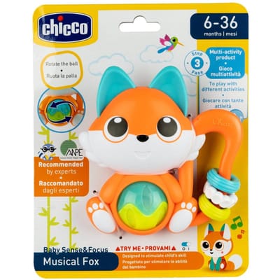 Chicco Muzikale Vos - Elektrische Rammelaar met Melodietjes | Motoriek & Bijtspeeltje (6-36M)