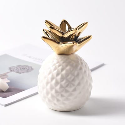 Noordse Kleine Keramische Ananas Spaarpotten, Gouden Spaarvarken, Spaardoos, Huis Desktop Decoratie white