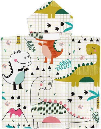 Hooded Badponcho voor Kinderen, 65 x 75 cm, Microvezel Handdoek, Ideaal voor Zwemmen en Strand, Comfortabele Badcape voor Jongens en Meisjes
