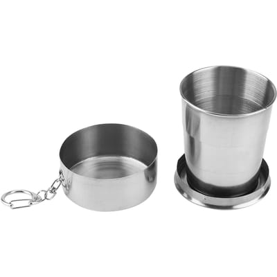 Buiten Roestvrij Staal Inklapbare Vouwbeker voor Reizen Kamperen (4-vouwbaar, 250 ml) gray