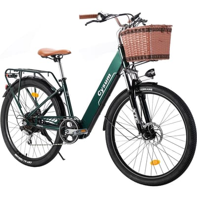 Cysum Cityrun Elektrische Fiets - 250W Motor - 36V10Ah Accu - Max Snelheid 25km/u - 26 Inch Banden - Max Bereik 60km - Shimano 7 Versnellingen - Groen