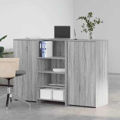 vidaXL - Receptiebalie - 155x50x103,5 - cm - bewerkt - hout - grijs - sonoma - eiken