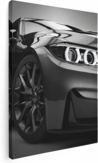 Artaza Canvas Schilderij BMW - 30x40 cm - Klein - Muurdecoratie Auto - Wanddecoratie Mancave - Kamer Accessoires Zwart