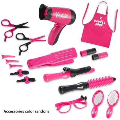 17-delige Speelset Kapsalon Voor Meisjes, Inclusief Haardroger Speelgoed, Knipplankje Styling Accessoires, Speelgoed Voor Meisjes pink