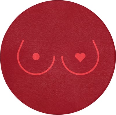 Badmat rond 70x70 cm - Antislip - Minimalistisch - Lijnillustratie - Rood - Badmatten voor badkamer - Badkamermat - Douchemat - Ronde badkamer mat