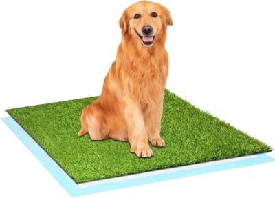 Kunstgras en 50 absorberende matten in het formaat 45 x 60 cm, hondentoilet, puppytoilet, lekvrij 6 lagen, hondenvastpunttraining, uitvoering met sneldrogend oppervlak.
