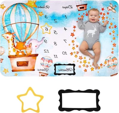 Maandelijkse Mijlpaal Dekentje voor Jongens en Meisjes, Fotodeken, Unisex, Zacht en Dikker, Perfecte Cadeaus voor Moeders en Kinderen, Groot (100 x 150 cm)