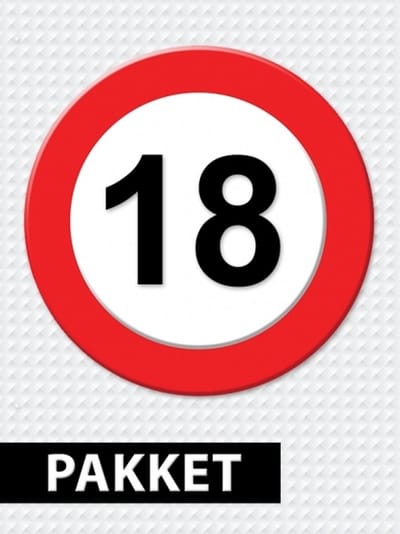 Verkeersbord 18 jaar feestartikelen pakket