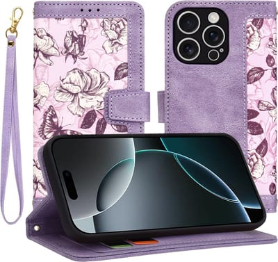 Hoesje geschikt voor Apple iPhone 16 Pro - Techsuit FlipCraft Book Wallet Case met koord - Mysterious Purple