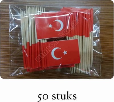 Akyol - 50 x cocktailprikkers Turkse vlag-turkije - cocktailprikkers vlag-turkiye -landen prikker - - party prikkers- Turkije prikker - pizza- verjaardag -offerfeest- Prikkers–feestprikkers – feest