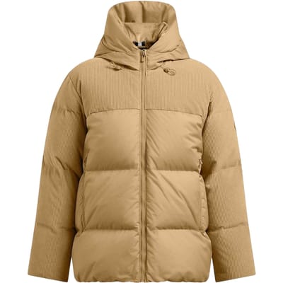 Under Armour Dames Limitless Ribfluwelen Gequilt Pufferjack (Bruin)