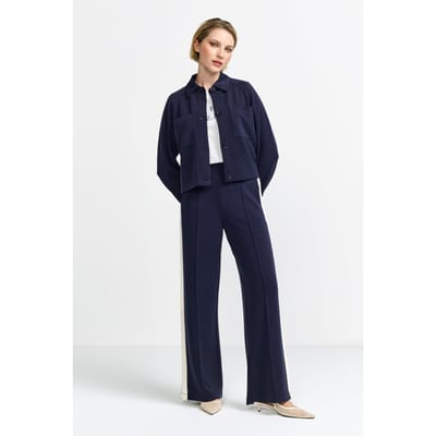 Rich & Royal Scuba Jacket Denim Look Midnight Blue Size: S | Cropped Jackets Outlet | Dames | Blauw