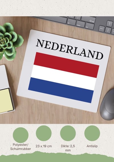 Akyol - nederland Muismat - Amsterdam - toeristen nederlanders - rood wit blauw - holland - cadeau - kado - 23 bij 19 cm