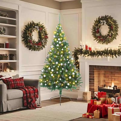 vidaXL Kunstmatig Voorverlicht Kerstboom met 300 LED Groen 180 cm PVC