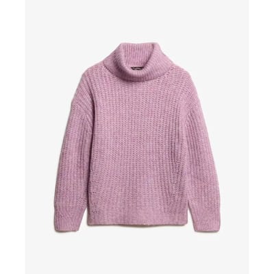 Superdry - Geborstelde trui van ribstof met ruimvallende halslijn - Dames - Sweaters