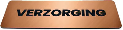 Deurbordje Brons/Koper-look met tekst verzorging - Formaat 150 x 50 mm x 1,6 mm - Zelfklevend | Luxe uitstraling | Geborstelde Koper/Brons toplaag | Gratis Verzending | Decoporta