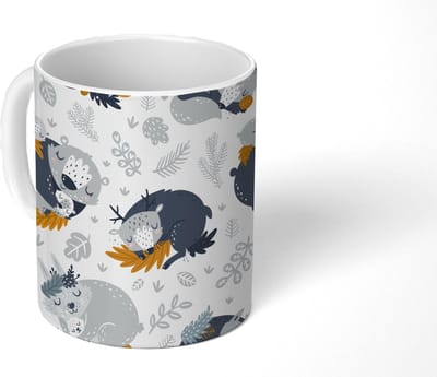 Mok - Koffiemok - Patroon - Kinderen - Jongens - Dieren - Slapen - Mokken - 350 ML - Beker - Koffiemokken - Theemok