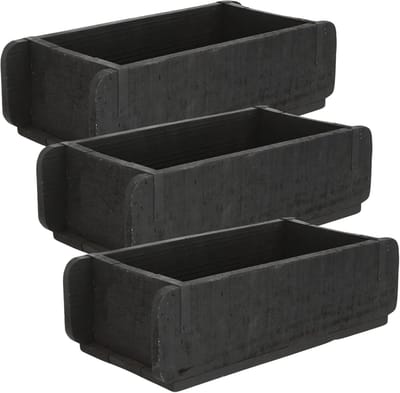 Novaliv 3x Houten Kist Vintage Zwart 30 x 15 x 10 cm Oude Baksteen Vorm Hout EEN KAMER Universele doos van gerecycled oud hout Elke vorm is uniek - Cadeaudoos