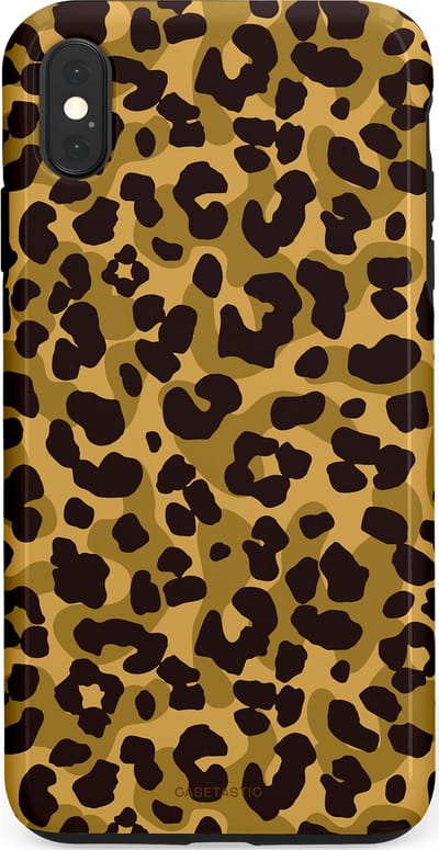 Casetastic hoesje geschikt voor Apple iPhone XS Max - Dubbellaagse bescherming - Jungle Panter - Fashion Case - Zwart Crème Beige
