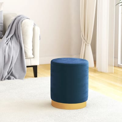 vidaXL - Hocker - met - opbergruimte - rond - fluweel - 31 - x - 37 - cm - blauw
