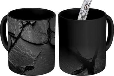Magische Mok - Foto op Warmte Mokken - Koffiemok - Zwart - Stenen - Rots - Magic Mok - Beker - 350 ML - Theemok