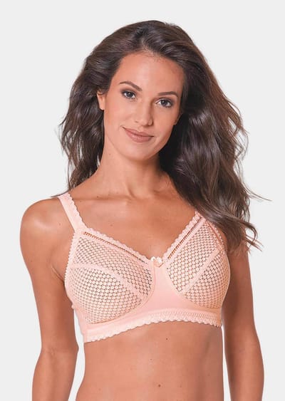 Beha zonder beugel met katoen en kant - rosé - Gr. 95 E van Goldner Fashion