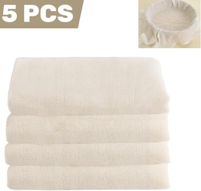 5 stuks - Stoomdoek / filterdoek - 50 x 50 cm - Herbruikbare ademende doek voor stoommandjes en voedselbereiding - Ideaal voor dim sum, brooddeeg, rijst en meer - Fijn geweven katoenen stoomdoek voor gelijkmatige stoomverdeling