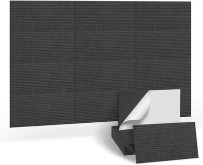 Akoestische Panelen 4 Stuks 120x60 cm – Geluidsabsorberende Wandpanelen van Polyester – Wanddecoratie voor Studio, Kantoor en Thuisbioscoop – Zwart