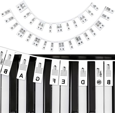 Pianonotitie Gids - Keyboard Etiketten - Muziek Leren - Afneembare Siliconen - 61 Toetsen - Zwart Wit