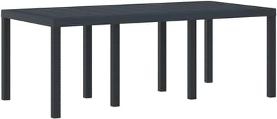 Tuinstafel Rechthoekig - Eettafel Buiten - Terras Dineren - Weerbestendig Poly Rattan - 200 x 100 x 73 cm - Antraciet