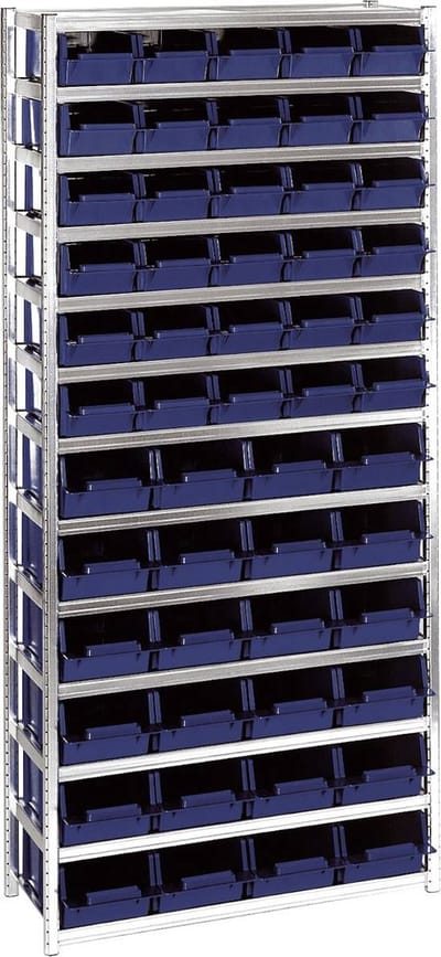 raaco 181150 Opslagrek (compleet) (B x H x D) 920 x 2000 x 340 mm Staal, polypropyleen Zilver, Blauw