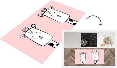 Keukenloper - Loper keuken - Giraffe - Dieren - Roze - 120x60 cm - Keukenloper vinyl