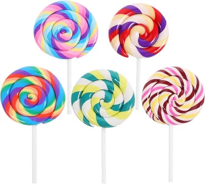 5pcs Simulation Lollipop Props: Artificial Lollipop Color in Vibrant Colors for DIY Art Crafts, Jewellery Making - ShopVlot