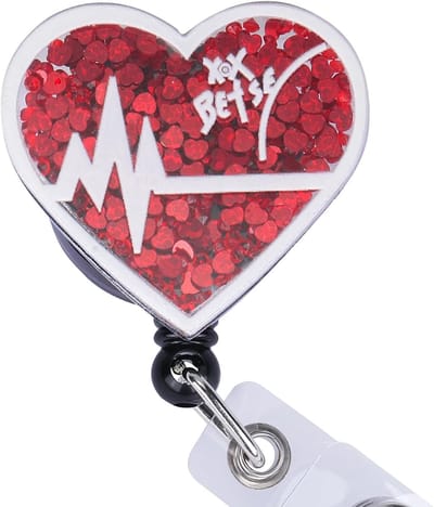 Badgehouder Hart - Naamkaart Clip - Werk Organisatie - 360 Graden Klem - 65 cm Intrekbaar - Roze