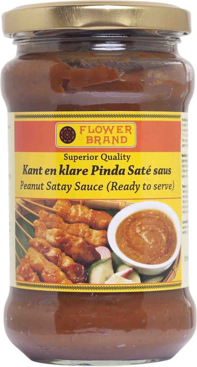 Flowerbrand® | 6 x 325 gram Pindasaus satésaus kant en klaar | Aziatisch koken | peanut satay sauce