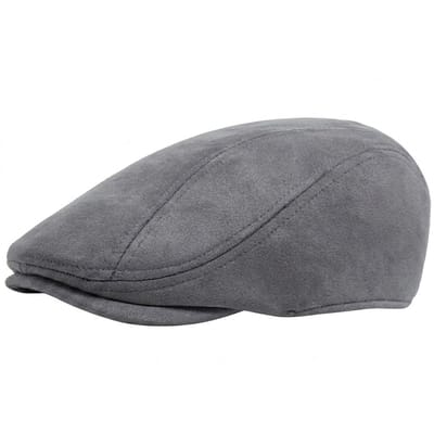 Grijze pet heren dames effen flat cap casual muts met klep retro stijl klassieke pet suede look