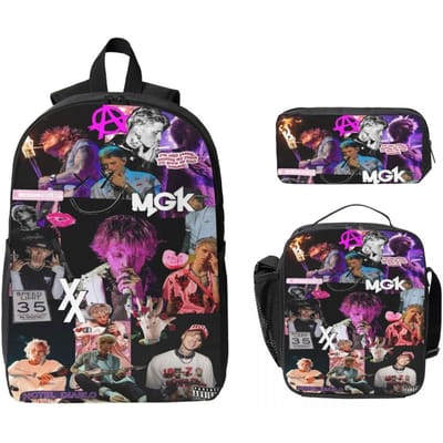 MGK Lost Americana Tour 2025-2026 Rugzak voor Kinderen Lunchbox Etuis voor Jongens Meisjes Kleuterrugzakken Schooltas Boekentas Set
