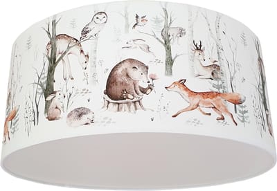 Plafondlamp bosdieren-  Kinderkamer plafondlamp - Plafondlamp forest friends - Lamp voor aan het plafond - Dieren plafondlamp | Diameter 35cm x 15cm hoog | E27 fitting maximaal 40 watt | Excl. Lichtbron